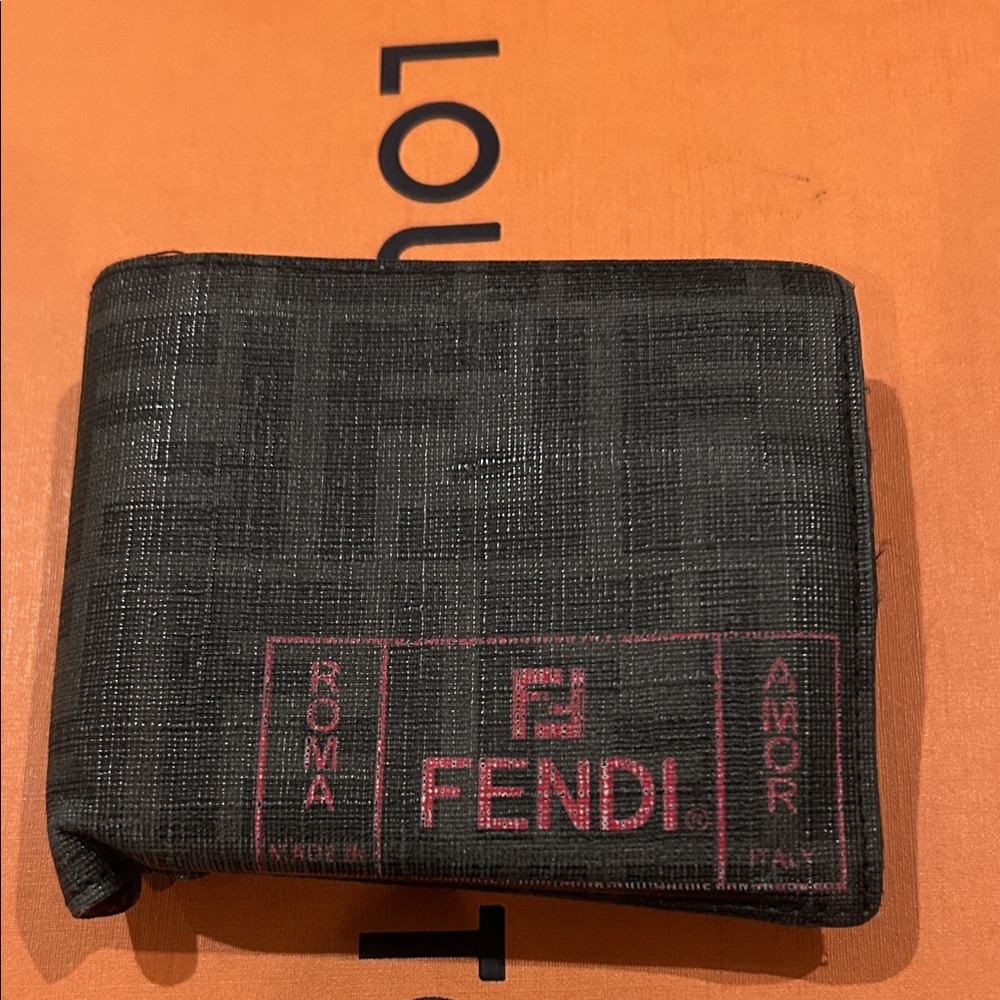 Fendi Black FF Logo Amor Wallet with Red Accentd